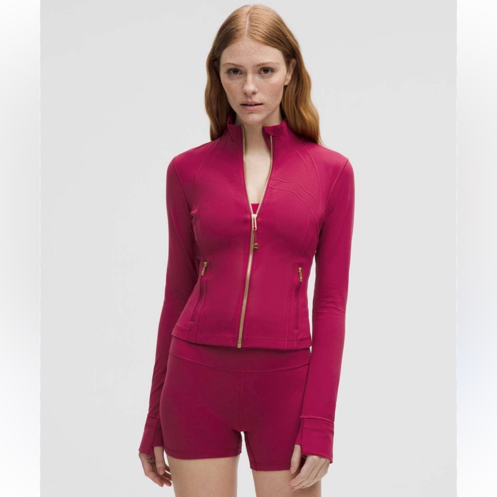 NWT Lululemon Define Cropped Jacket Nulu Magenta Smoke Gold Size 8
